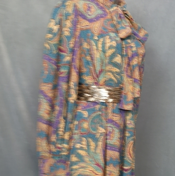 80s vintage green paisley print loose fitted dress - Picture 5 of 9
